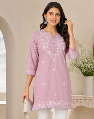 Aqua Blue Embroidered Kurti