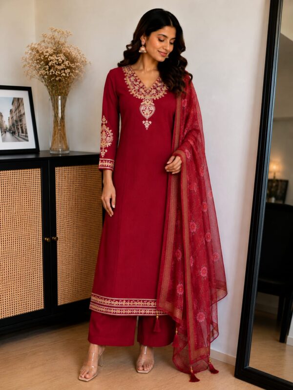 WhatsApp Image 2026-08-01 at 11.15.48 AM Maroon Embroidered Kurta Set with Dupatta