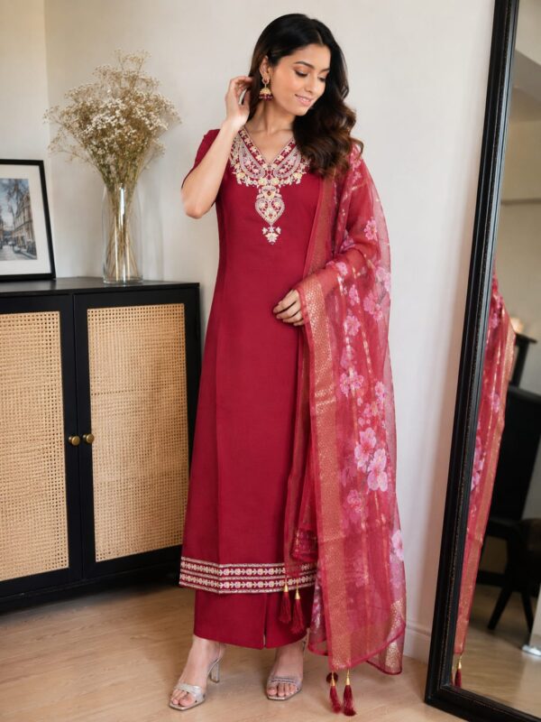 WhatsApp Image 2026-08-01 at 11.15.49 AM Maroon Embroidered Kurta Set with Dupatta