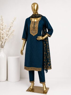Midnight Blue Embroidered Kurta Set with Dupatta