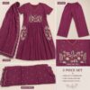 Wine Bloom Embroidered Kurta Set