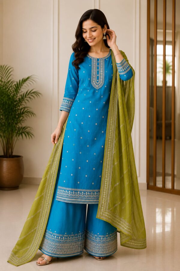 Royale Embroidered Kurta Palazzo Set