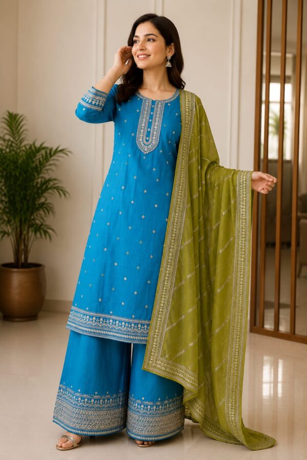 Royale Embroidered Kurta Palazzo Set