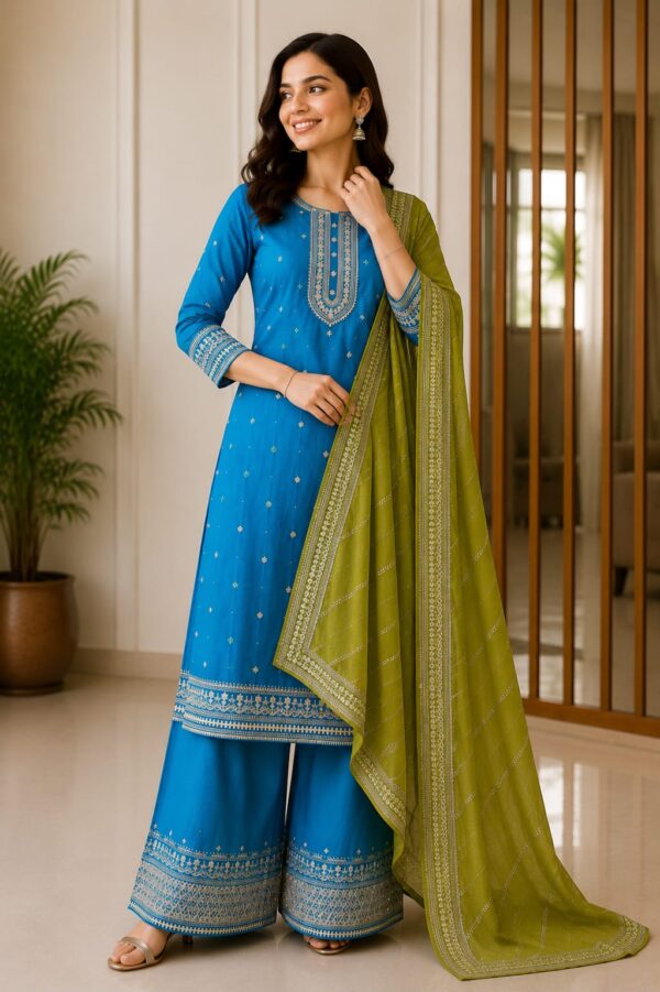 Royale Embroidered Kurta Palazzo Set