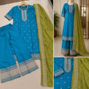 Royale Embroidered Kurta Palazzo Set