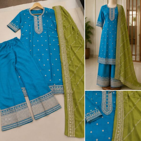 Royale Embroidered Kurta Palazzo Set