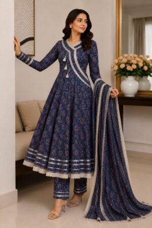 Meher Heritage Printed Frock Suit Set
