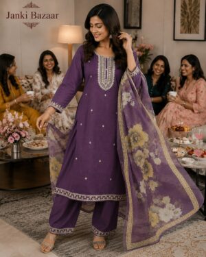 Elegant Floral Printed 3-Piece Straight Suit Set