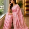 🌸 Blush Pink Woven Saree
