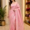 🌸 Blush Pink Woven Saree