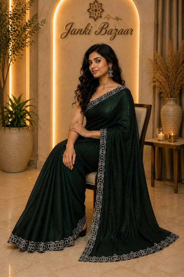 Emerald Green Lace Border Saree