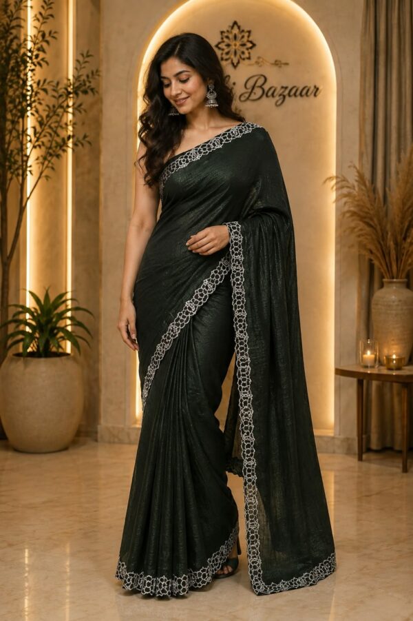Emerald Green Lace Border Saree