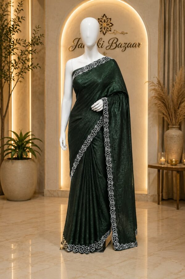 Emerald Green Lace Border Saree