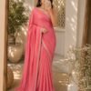 Coral Pink & Teal Woven Saree (Copy)
