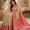 Ivory Pink Banarasi-Style Saree