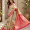 Ivory Pink Banarasi-Style Saree