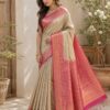 Ivory Pink Banarasi-Style Saree