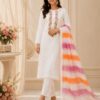 White Embroidered Cotton Unstitched Suit Set