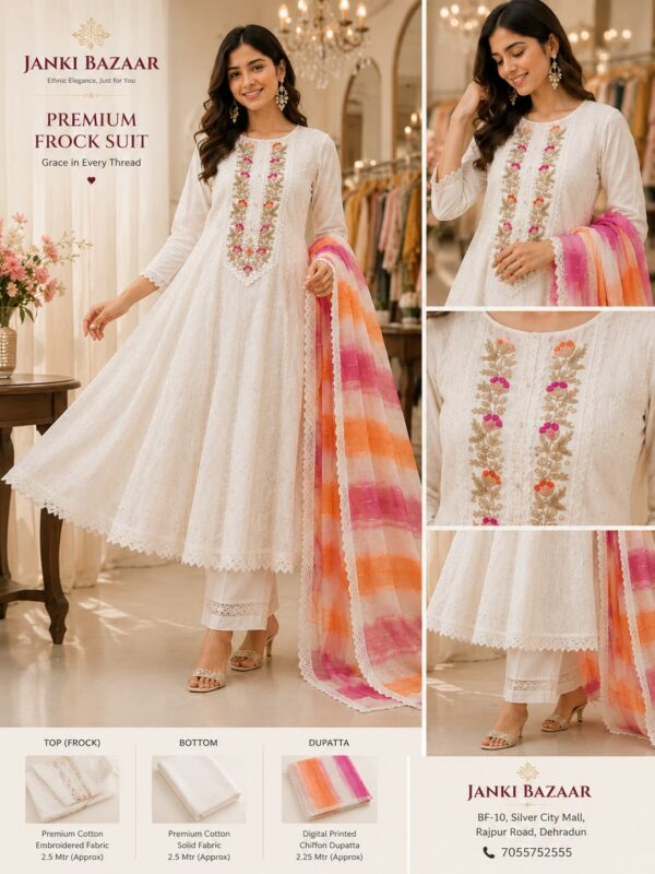 White Embroidered Cotton Unstitched Suit Set