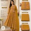 Mustard Floral Jam Satin Unstitched Suit Set