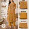 Mustard Floral Jam Satin Unstitched Suit Set