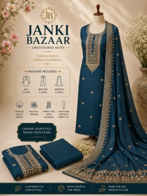 Royal Blue Embroidered Unstitched Suit Set