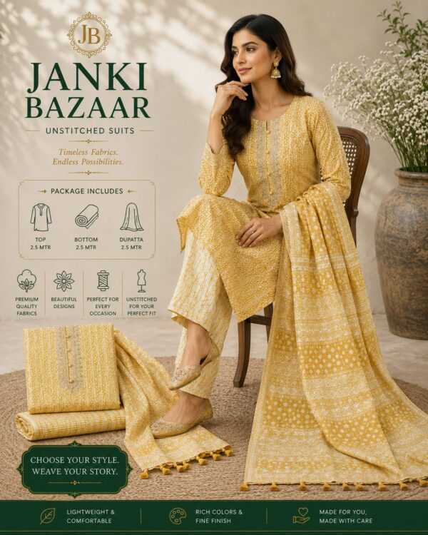 WhatsApp Image 2026-08-16 at 11.48.54 AM (1) Mustard Yellow Printed Unstitched Suit Set