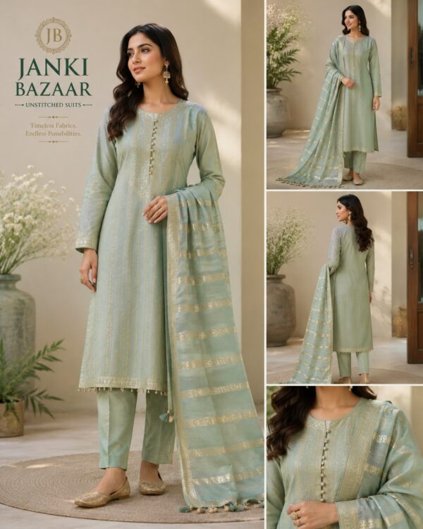 Sage Green Embroidered Unstitched Suit Set