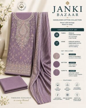 Handloom Cotton Embroidered Unstitched Suit Set