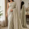 Ivory Pearl Woven Saree