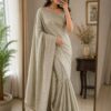 Ivory Pearl Woven Saree
