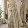 Ivory Pearl Woven Saree