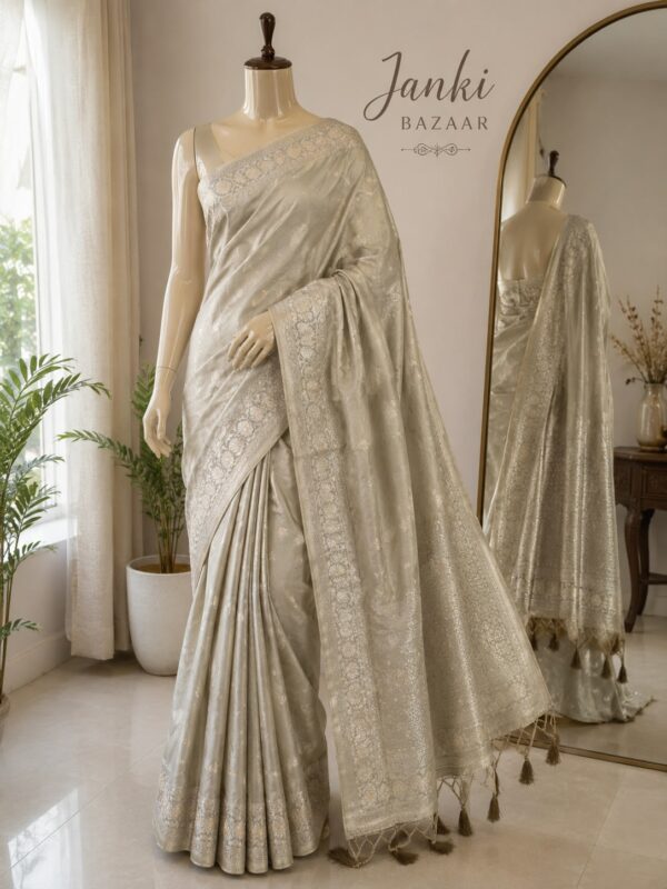 Ivory Pearl Woven Saree