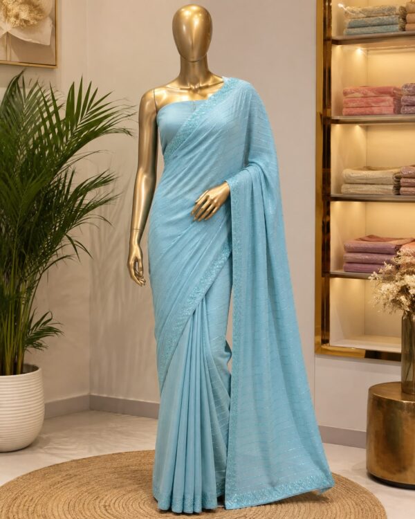 Elegant Sequin Border Designer Saree
