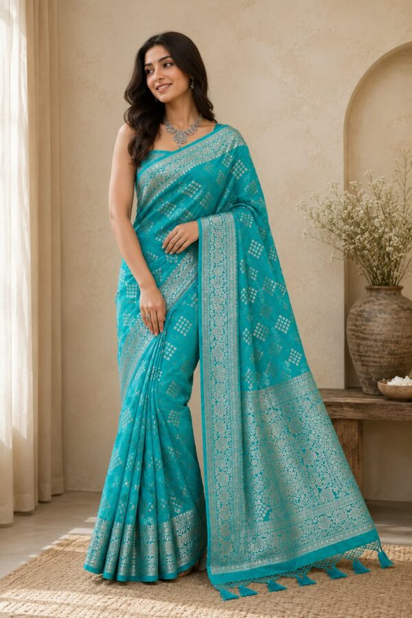 Turquoise Printed Saree