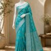 Turquoise Printed Saree