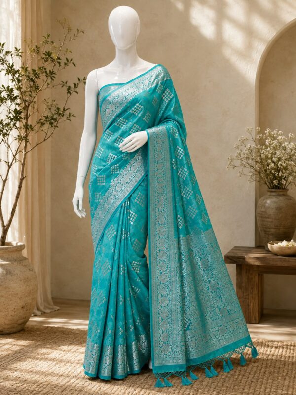 Turquoise Printed Saree