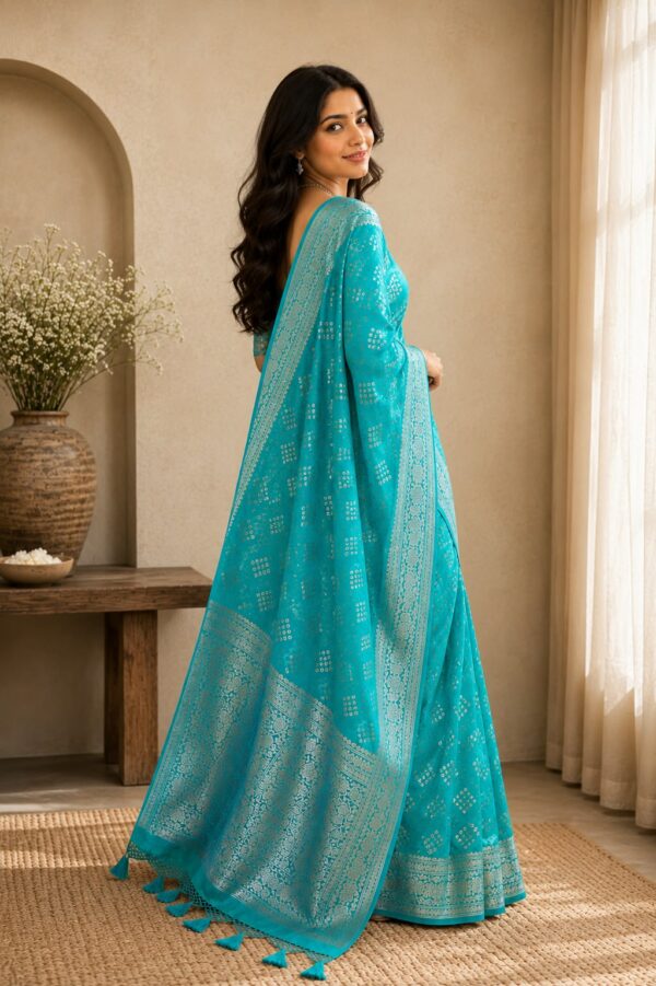 Turquoise Printed Saree