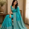 Turquoise Printed Saree