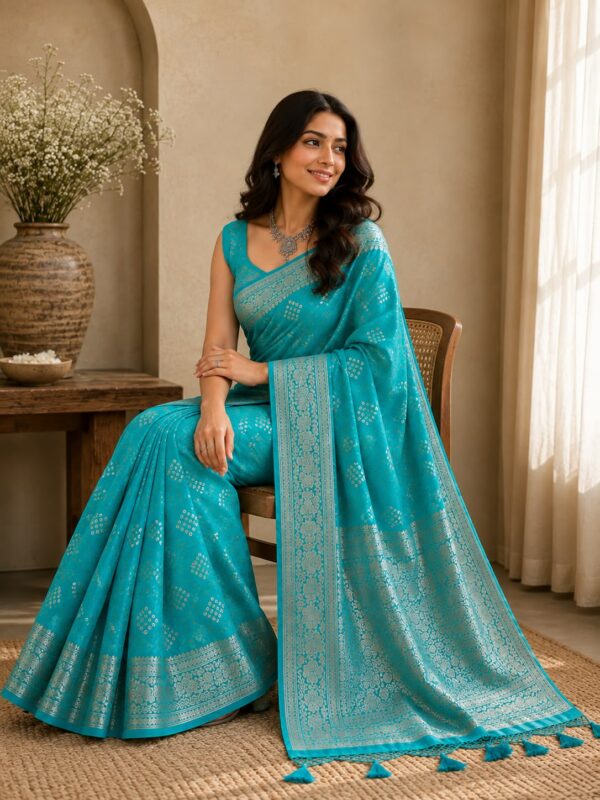 Turquoise Printed Saree