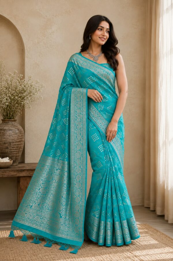 Turquoise Printed Saree