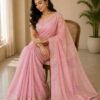 Pastel Pink Embroidered Saree