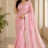 Pastel Pink Embroidered Saree