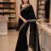 Black Embroidered Border Saree