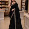 Black Embroidered Border Saree