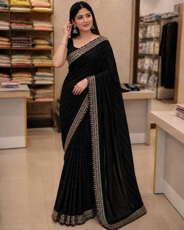 Black Embroidered Border Saree