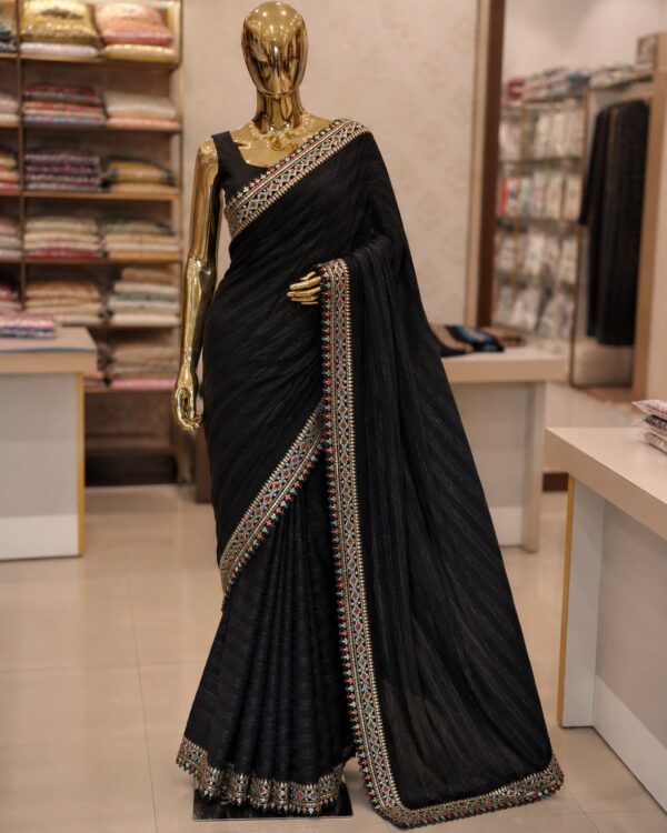 Black Embroidered Border Saree