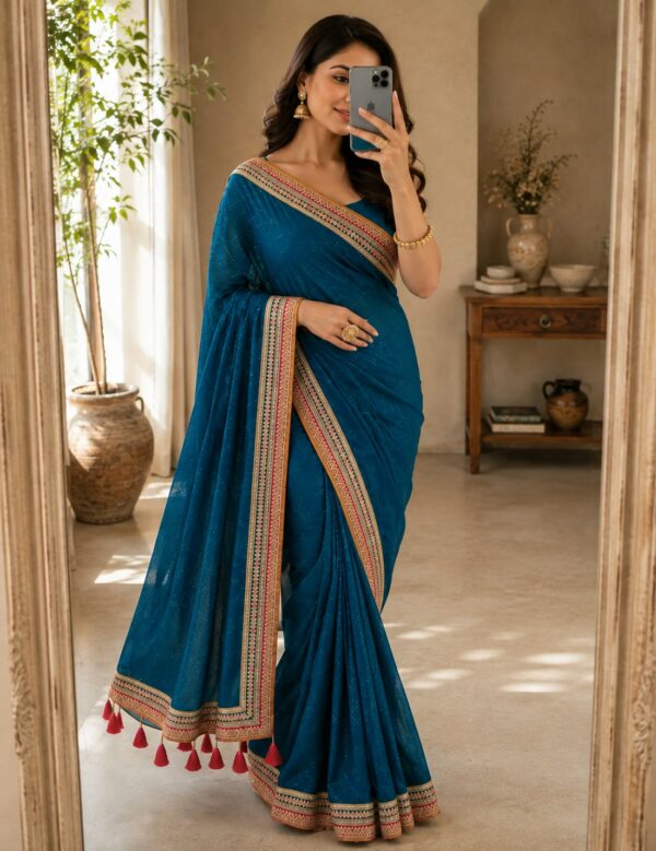 Teal Blue Ethnic Elegance Saree