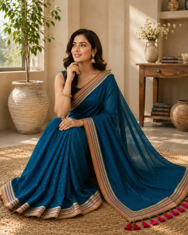 Teal Blue Ethnic Elegance Saree