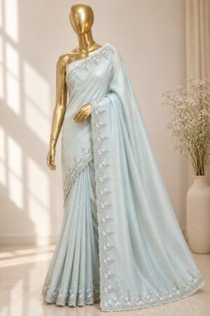 Pastel Embroidered Organza Saree